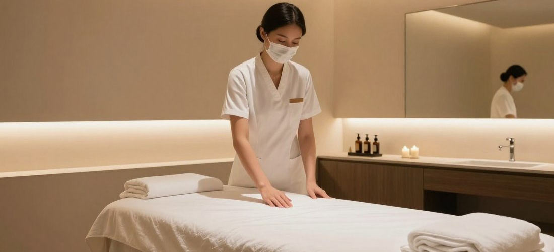 Professional b2b massage klang therapist in luxury treatment room