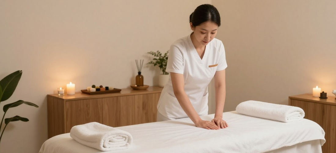 Luxury b2b massage room in Kuchai Lama with ambient lighting and comfortable massage table