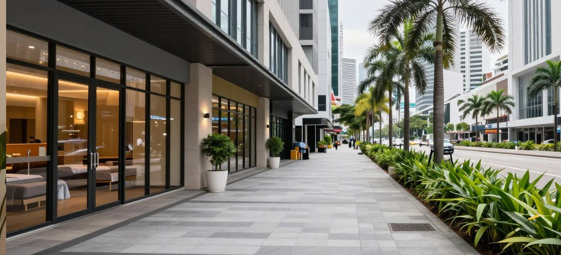 Kuchai Lama commercial area showing modern spa facilities and wellness centers