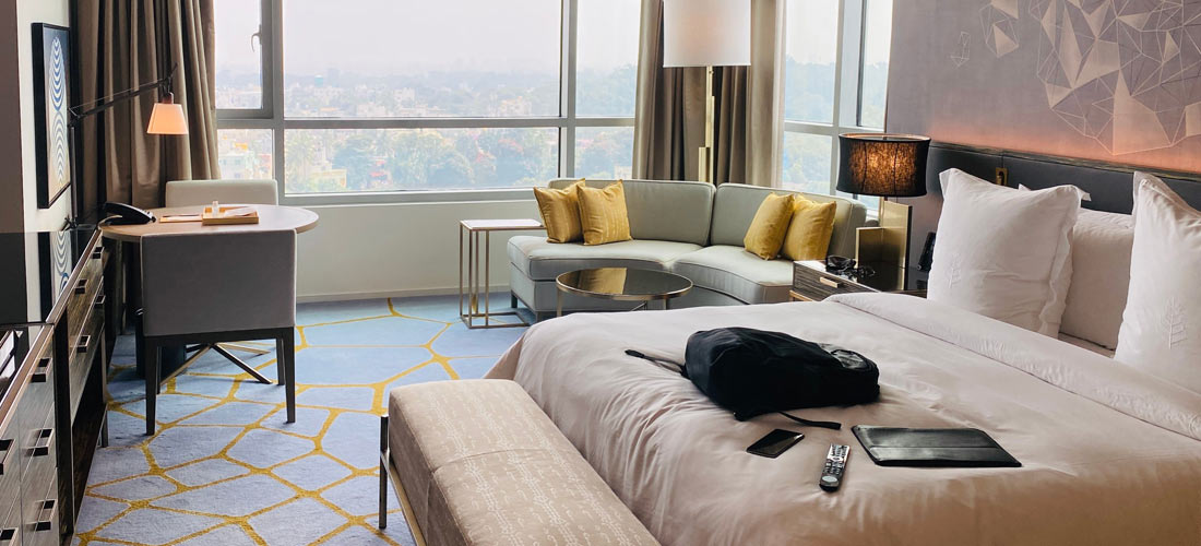 Modern hotel room setup for outcall b2b massage service in Melaka