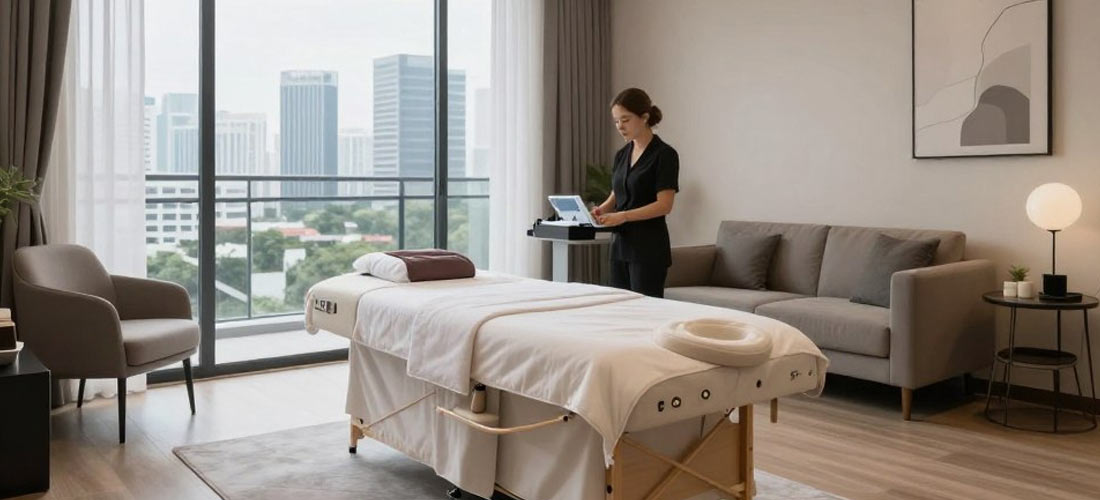 Condominium setting for private b2b massage session in Melaka