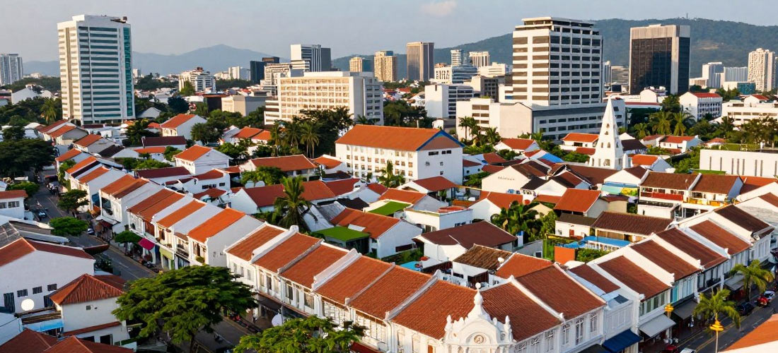 Panoramic view of George Town Penang UNESCO heritage site