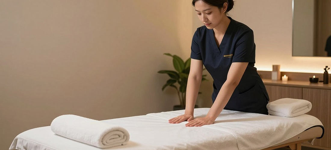 Luxury B2B massage room in Petaling Jaya with soft lighting and comfortable ambiance