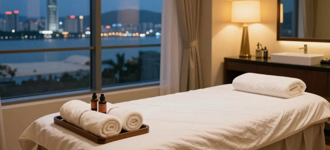 Luxury hotel room in Kota Kinabalu prepared for outcall massage service