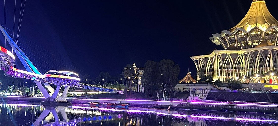 Kuching Sarawak waterfront showing massage service coverage area