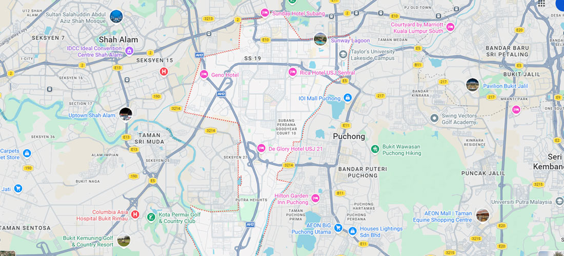 subang jaya massage service coverage map